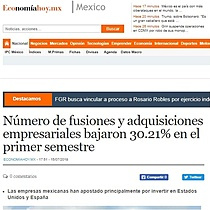 Nmero de fusiones y adquisiciones empresariales bajaron 30.21% en el primer semestre